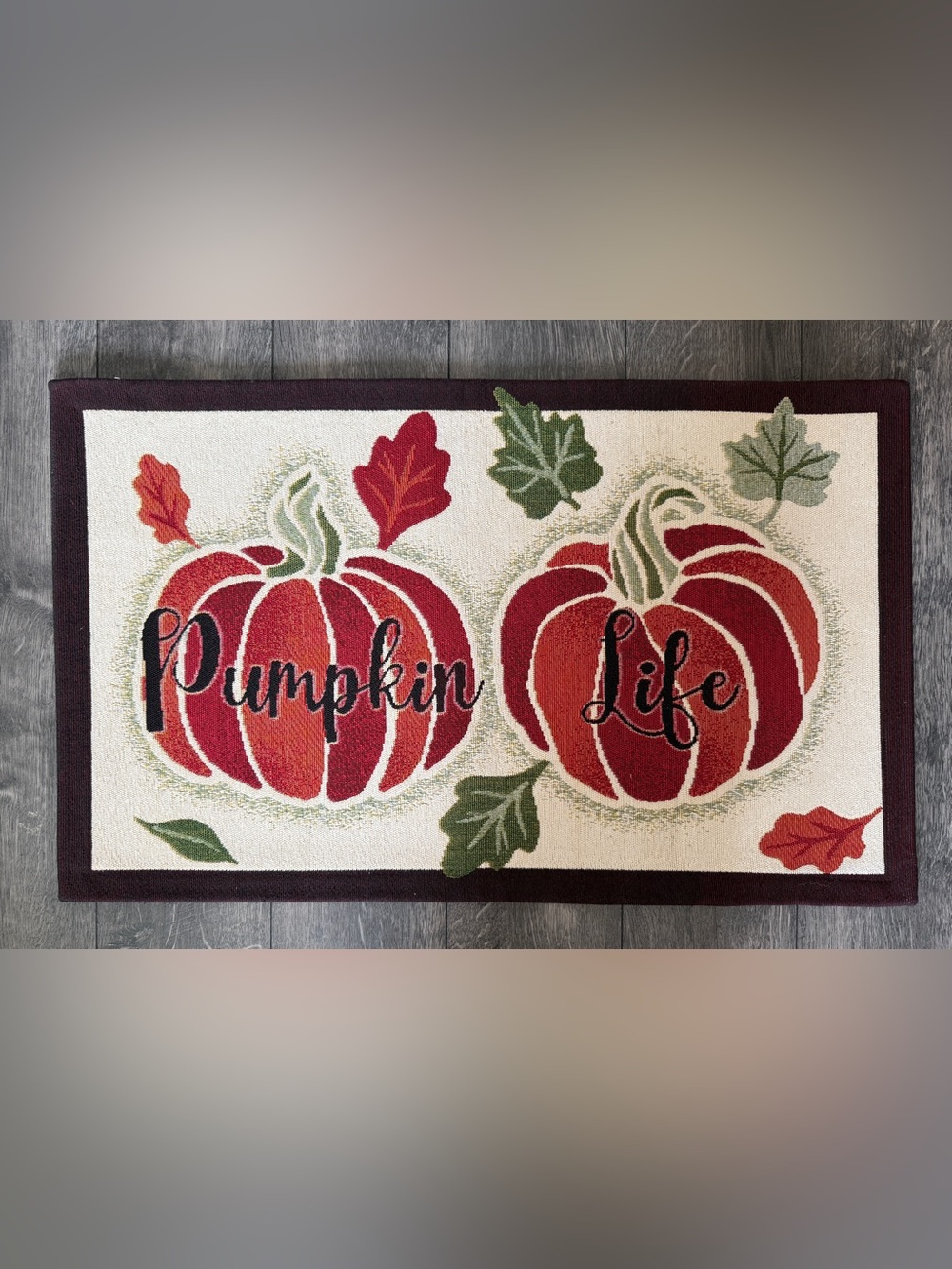 18x30 Pumpkin Life Red & Cream Seasonal Accent Rug